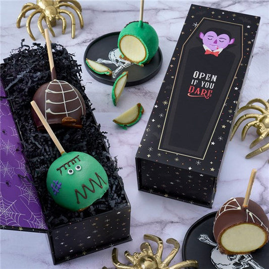 Spooky Chocolate-Covered Caramel Apple Duo Halloween Gift